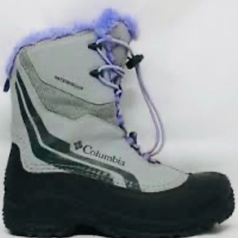 🤍💜💎💎Columbia Kids' Black and Lavender Snow Boots